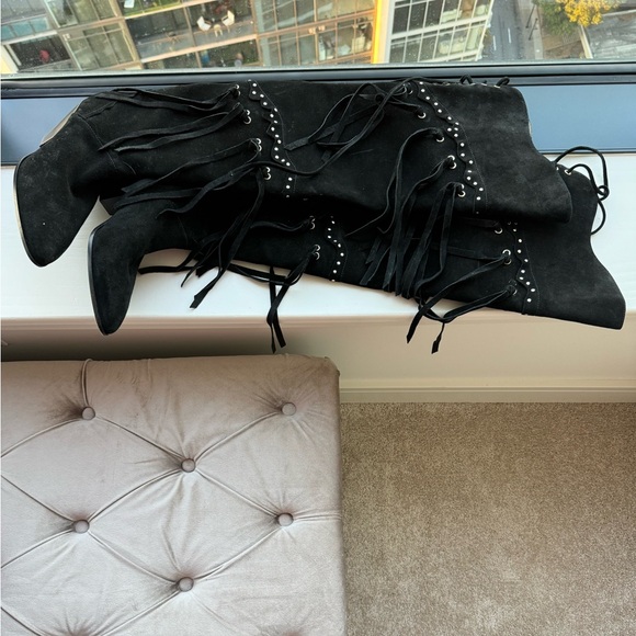 Giuseppe Zanotti Demi Studded Fringed Suede Boots - Picture 8 of 9